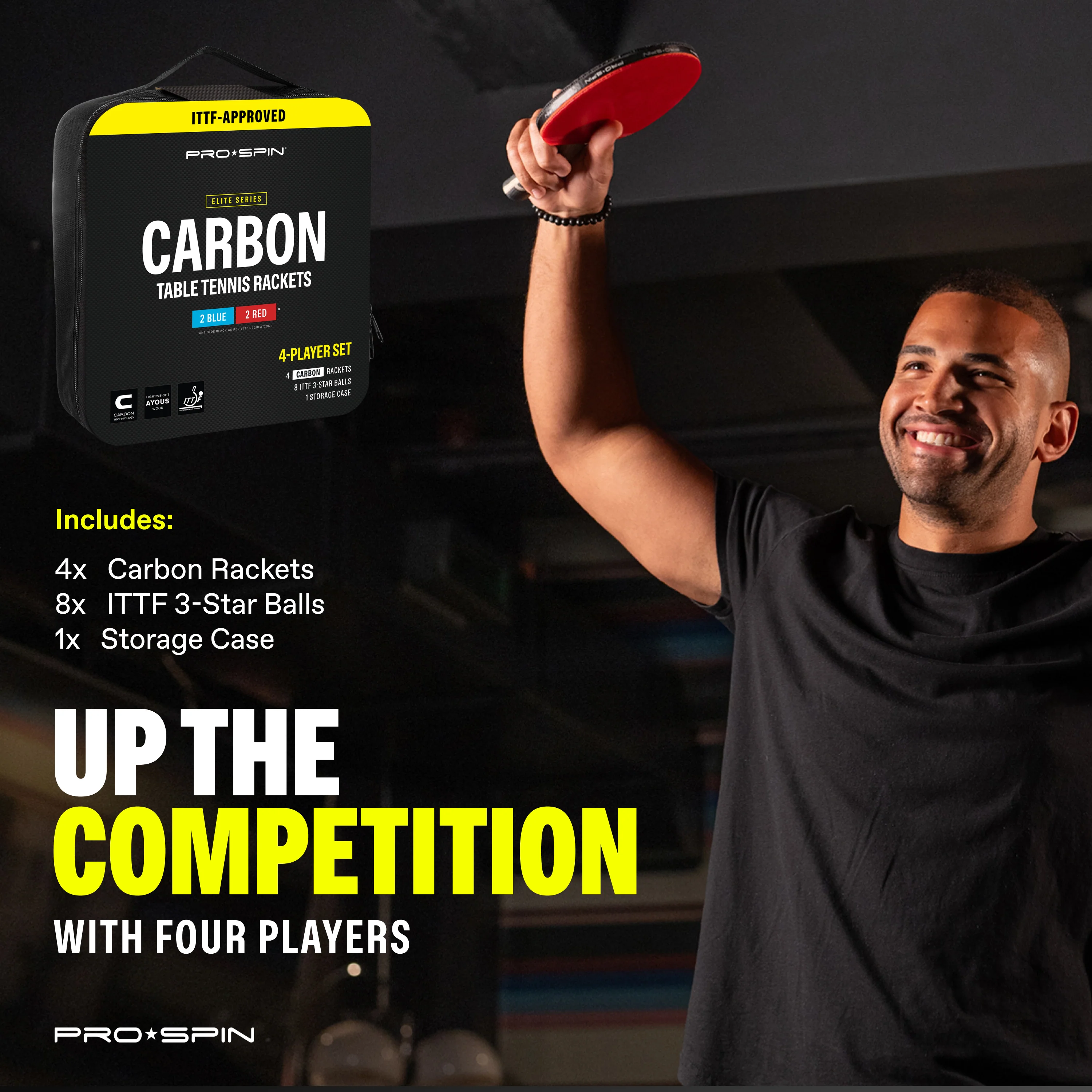 Carbon Fiber Ping Pong Paddles - 4-Player Competition Set - Image 15