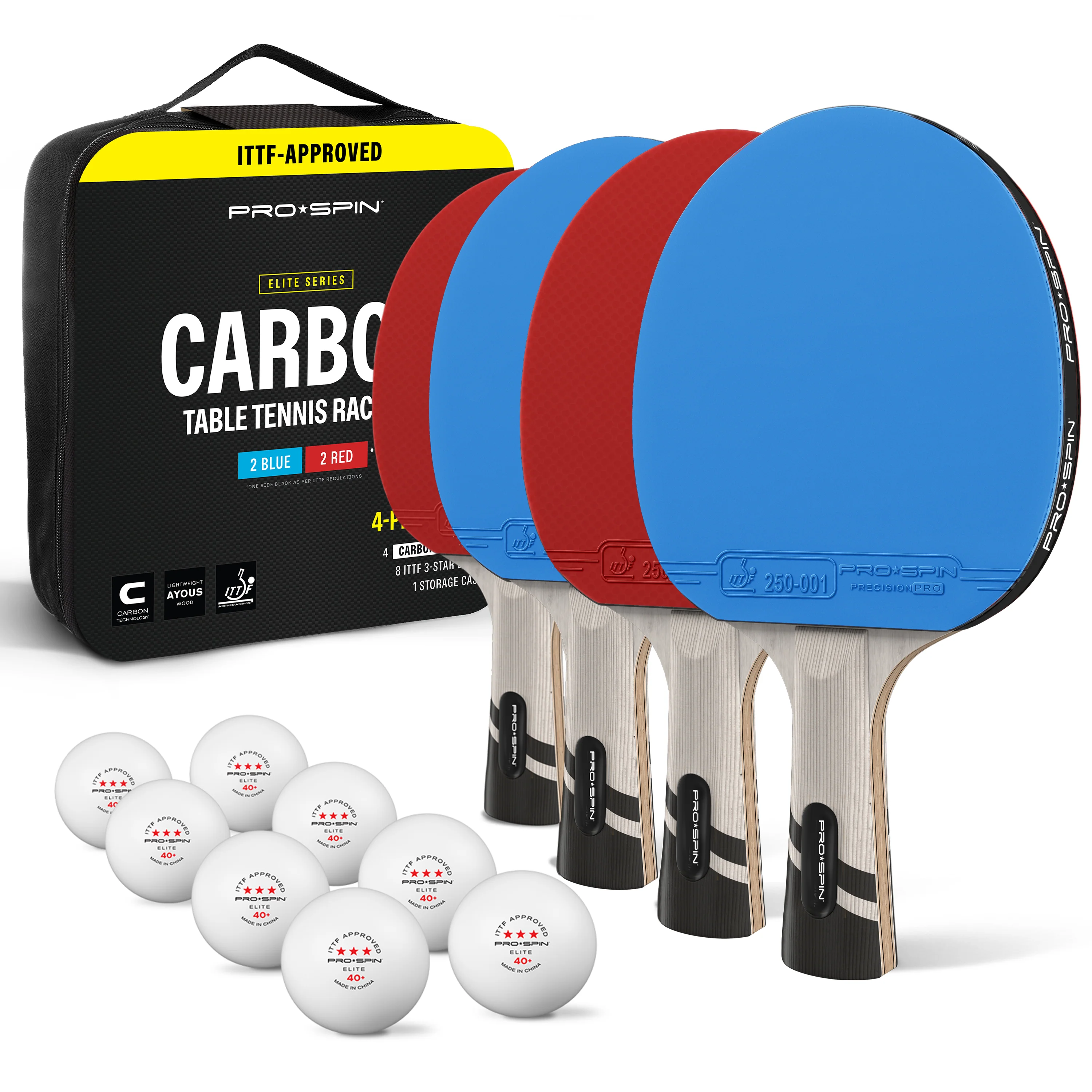 Carbon Fiber Ping Pong Paddles - 4-Player Competition Set - Image 8